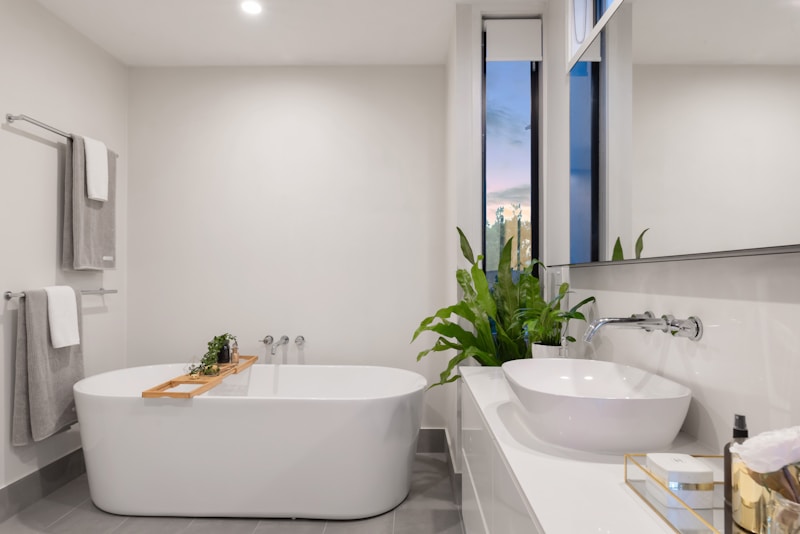 Spa-inspired bathroom with high-end fixtures and tile work